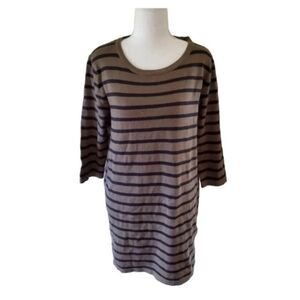 Forever 21 Women's Medium Olive Black Cozy Comfy Striped A-Line Sheath Dress